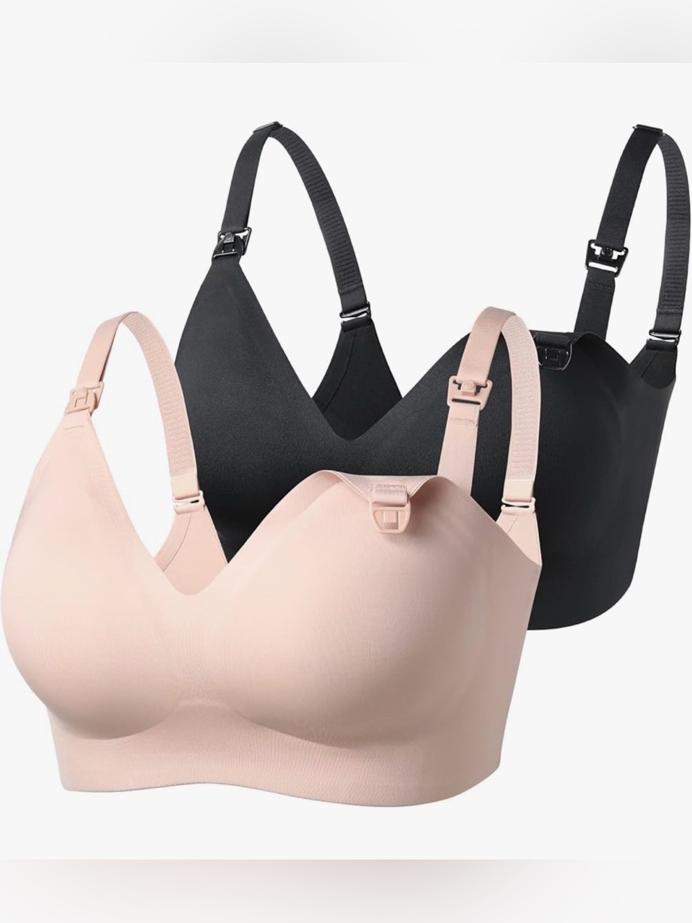Momcozy Seamless Maternity Nursing Bra - Black & Blush